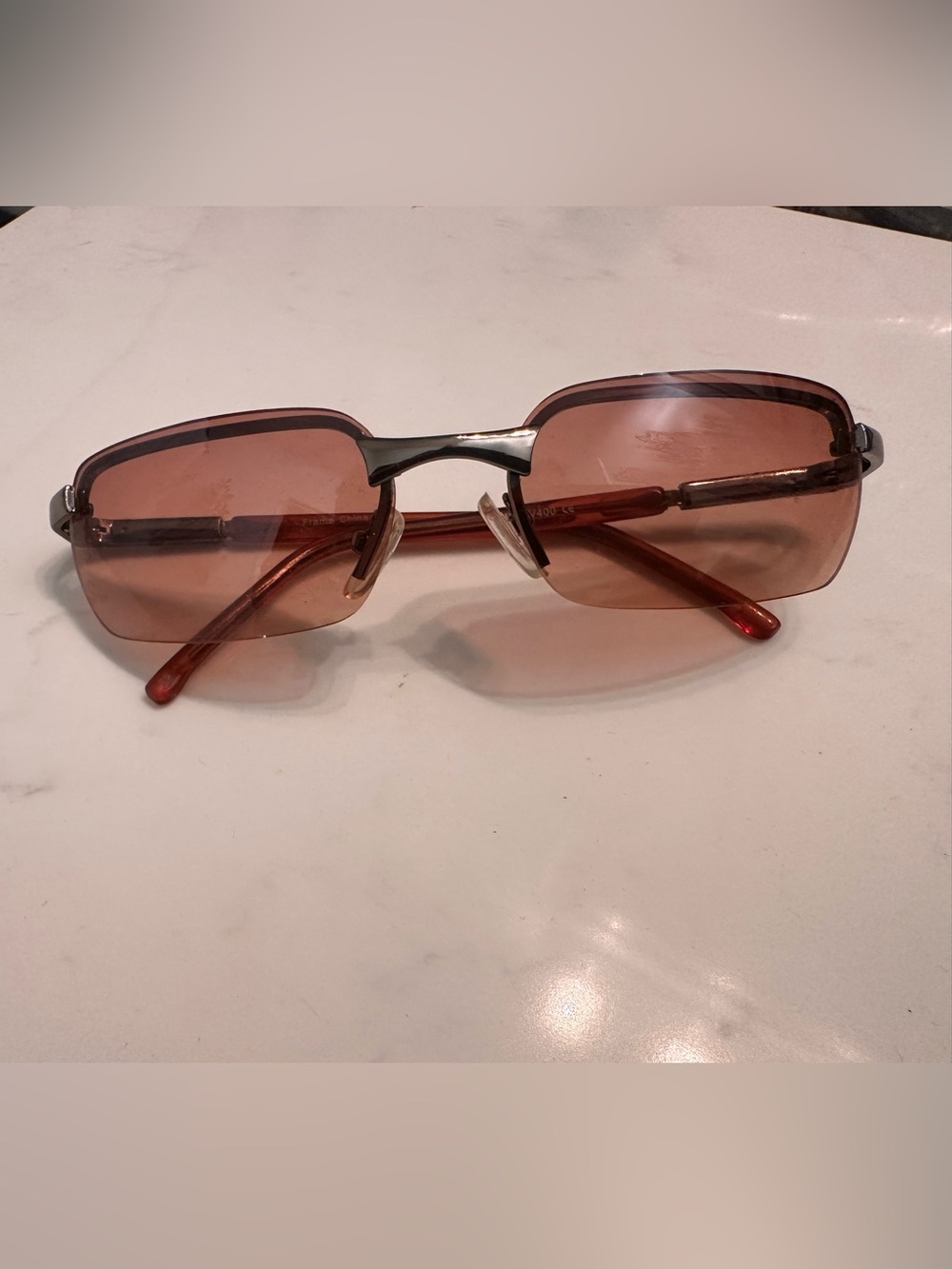 Rimless Sunglasses with Rose-Tinted Lenses
